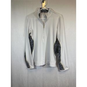 NWT Chase 54 Women Sz M Black Dryfuze 1/2 Zip Tennis Jacket White / Animal D61